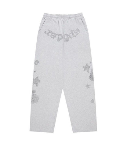 Sp5der Rhinestone Beluga Sweatsuit Heather Grey