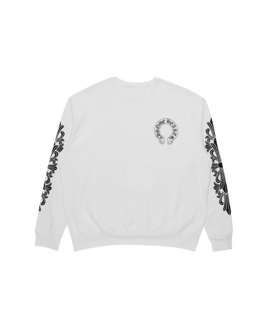 Chrome Hearts Floral Horseshoe Crewneck White