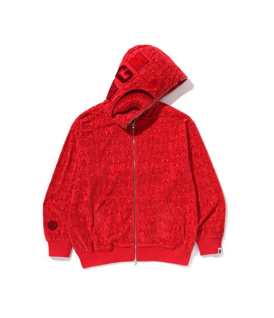 Bape Lux Sport Pattern Shark Relaxed Fit Zip-Up Red
