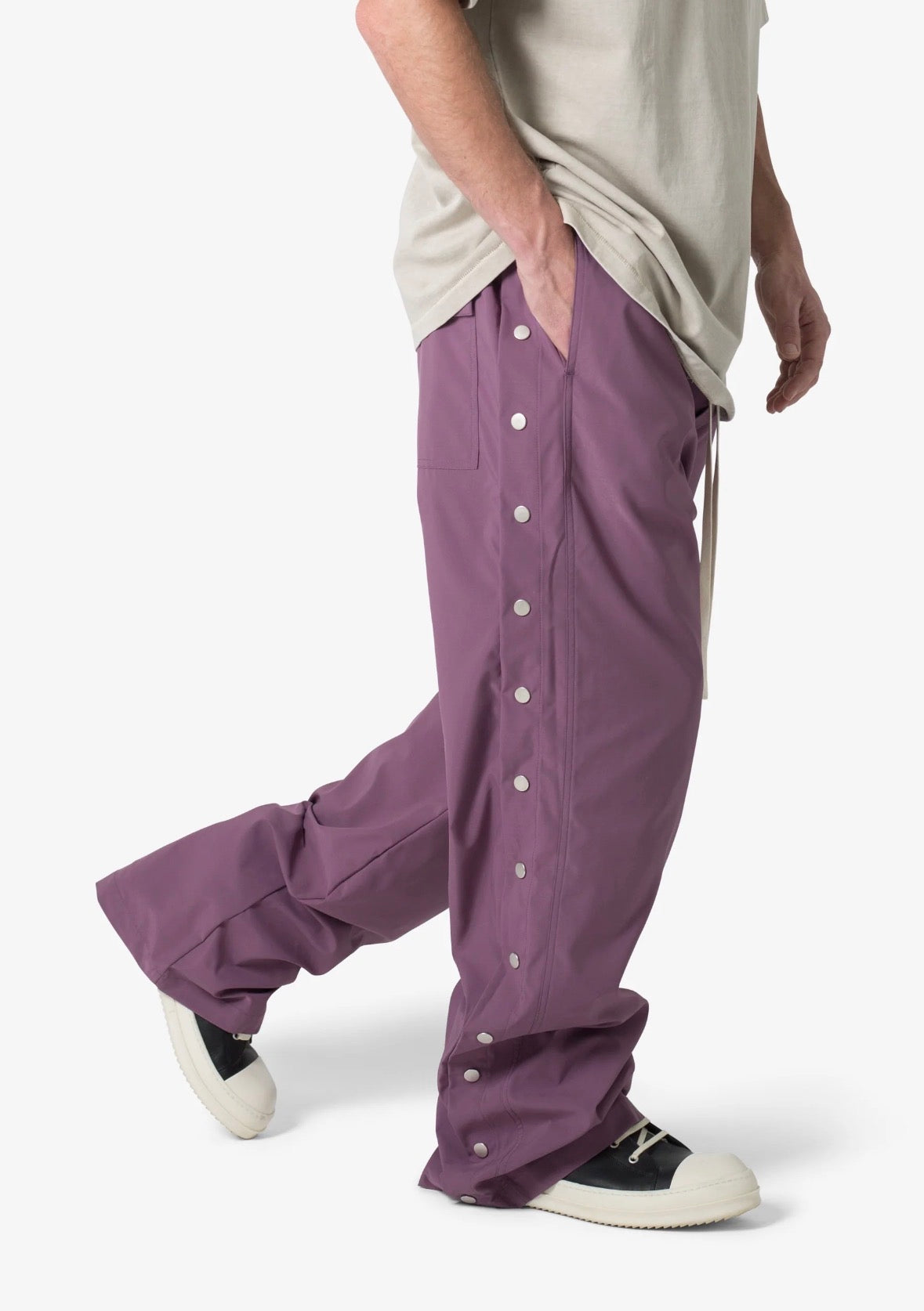 MNML Side Snap Nylon Pants Mauve