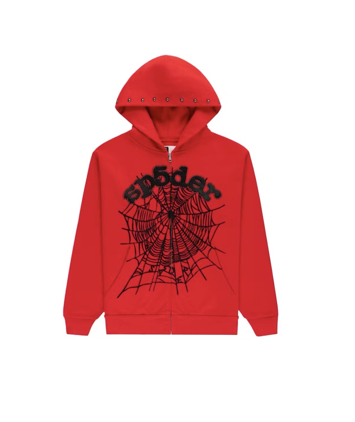 Sp5der Og Web Studded Zip-Up Red