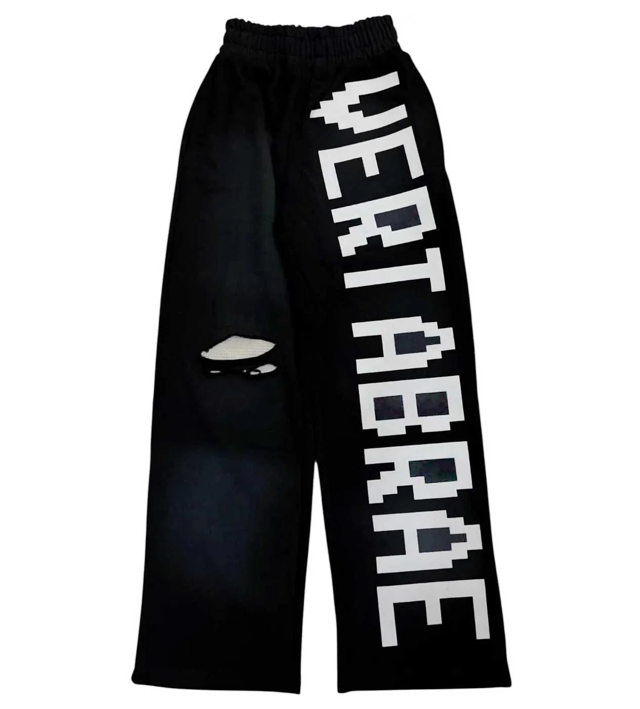 Vertabrae Distressed Sweatpants Black