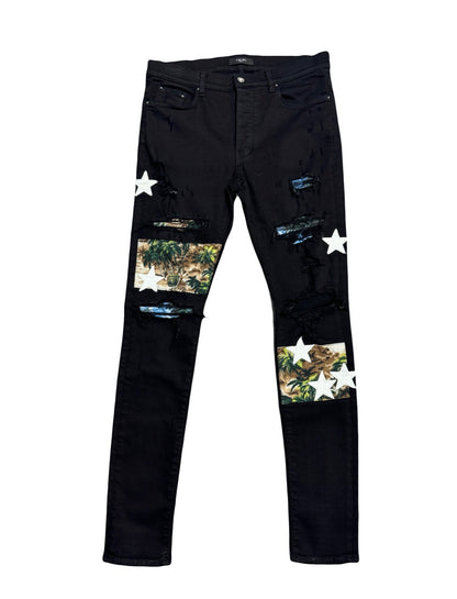 Amiri Jeans Hawaiian Star Patch Black (PREOWNED)