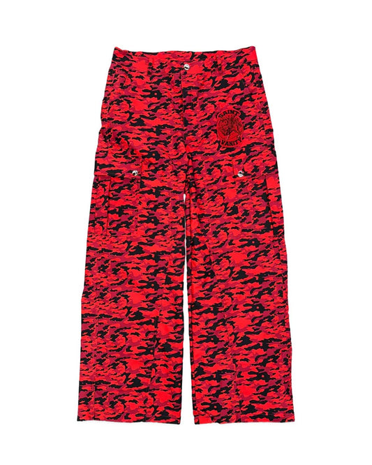 Saint Vanity Nylon Tiger Camo Pants Red