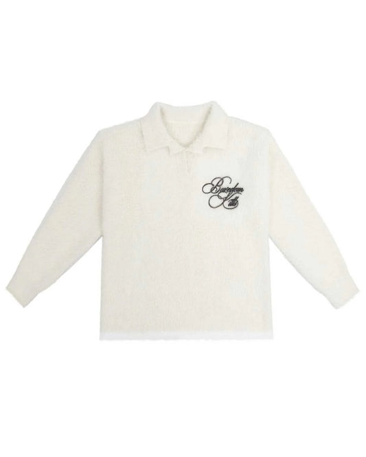 Boredom Kills Signature Mohair Polo Long Sleeve Cream