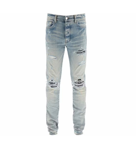 Amiri Jeans MX1 Black Bandana Patch Clay Indigo
