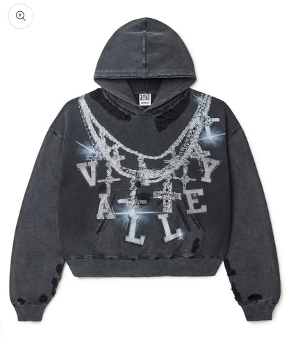Vale Forever Big Chain Bejeweled Hoodie Black