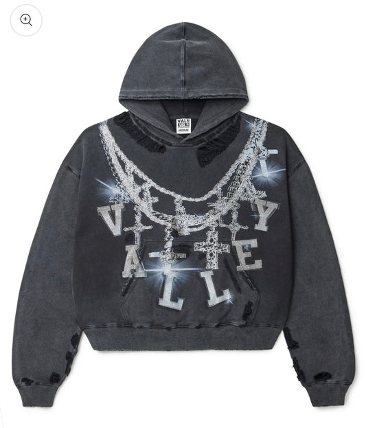 Vale Forever Big Chain Bejeweled Hoodie Black