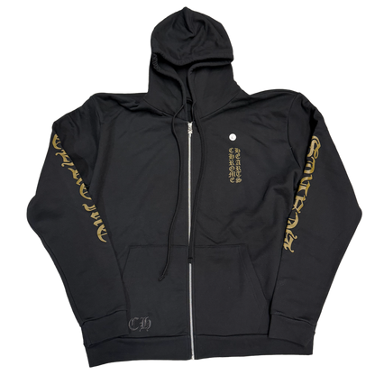 Chrome Hearts Olive Vertical Logo Zip-Up Black