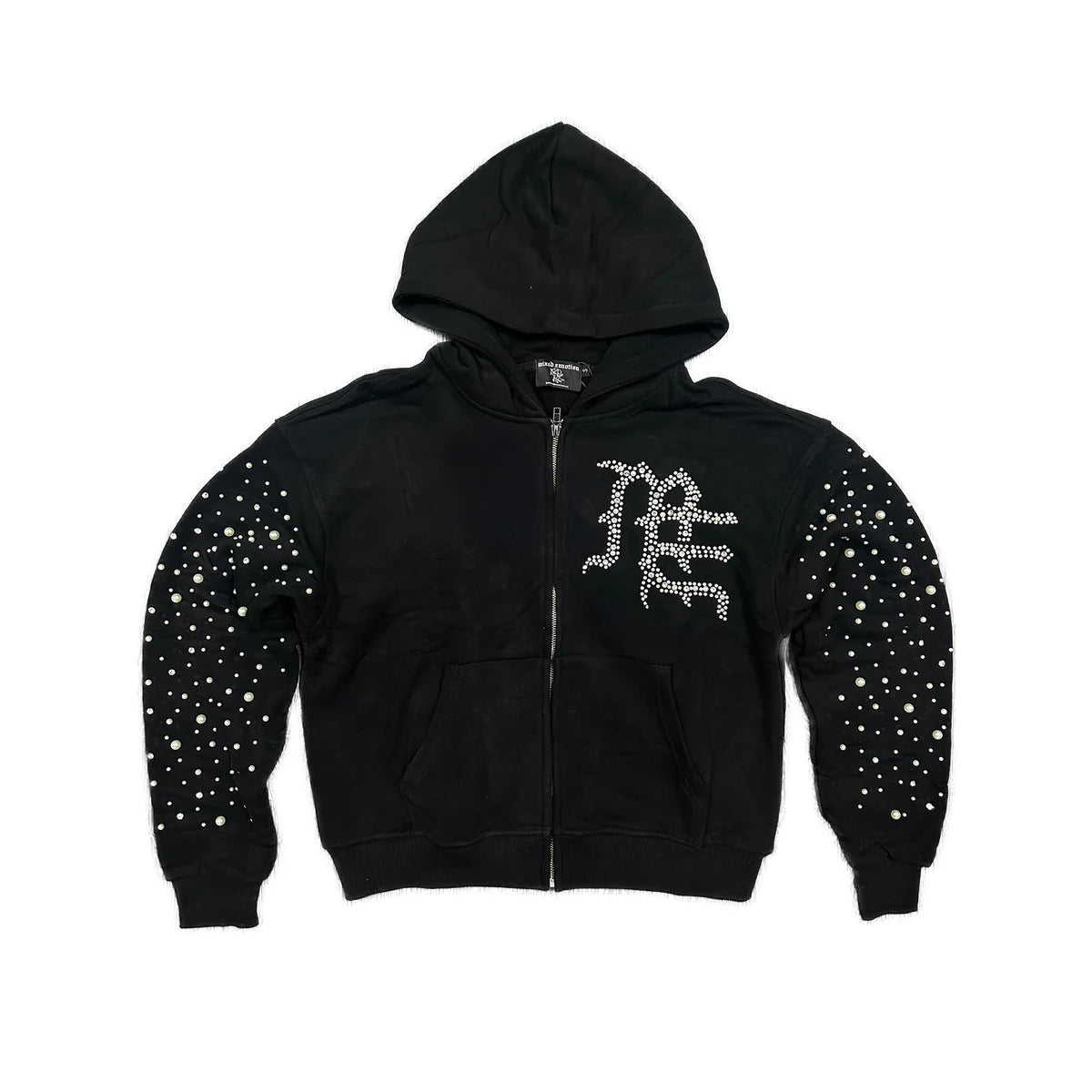 Mixed Emotion Pearl Zip-Up Black