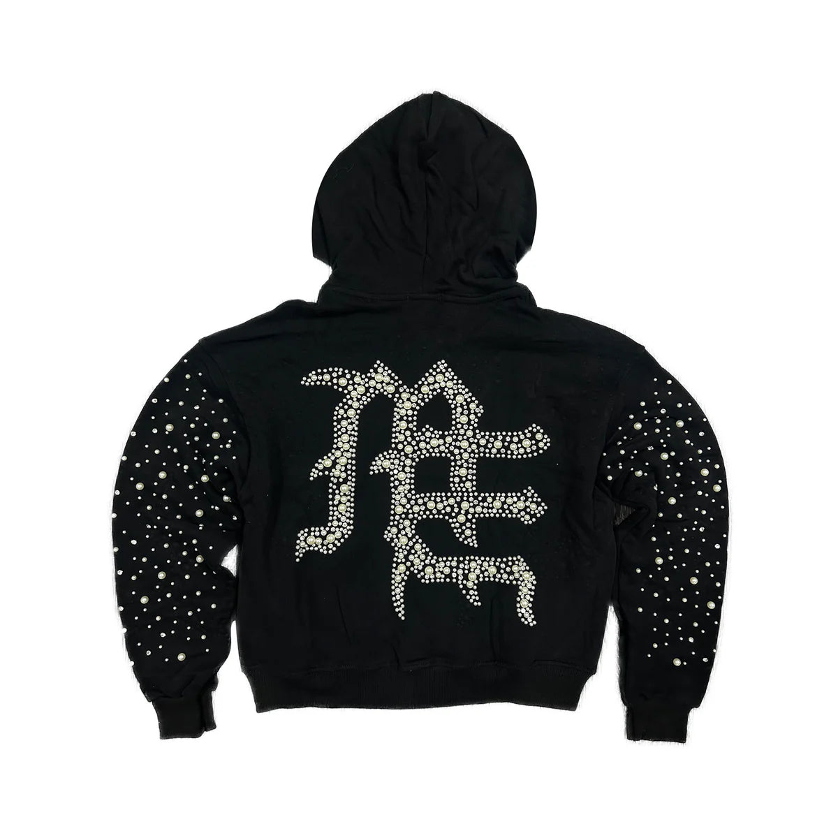 Mixed Emotion Pearl Zip-Up Black