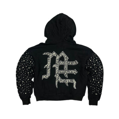 Mixed Emotion Pearl Zip-Up Black