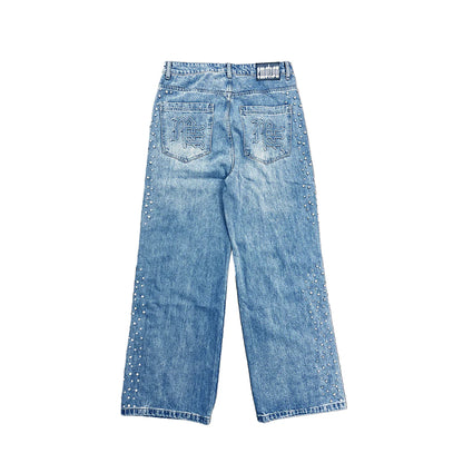 Mixed Emotion Stone Baggy Jeans Blue