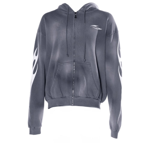 Hellstar Flame Zip-Up Grey