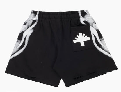 Vertabrae Skull Face Shorts Black/White