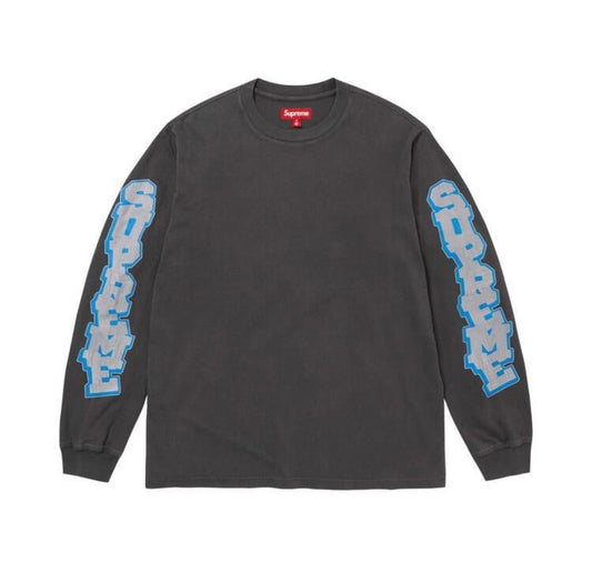 Supreme Cracked Sleeve Long Sleeve Washed Black