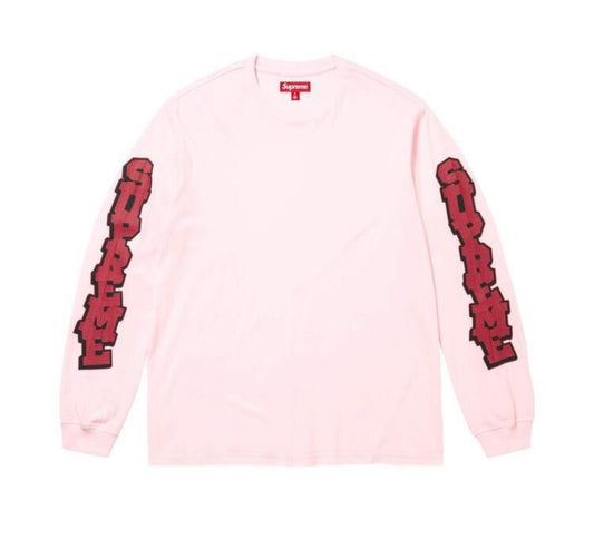 Supreme Cracked Sleeve Long Sleeve Washed Pink