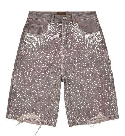 Birth Of Royal Child 24K Diamond Jean Shorts Purple