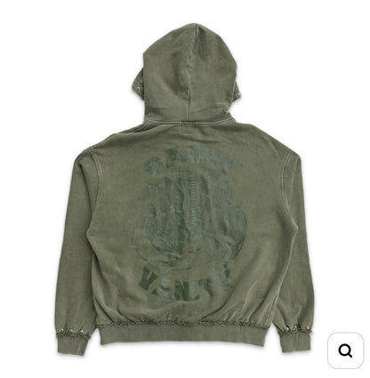 Saint Vanity French Terry Studded Zip-Up Green