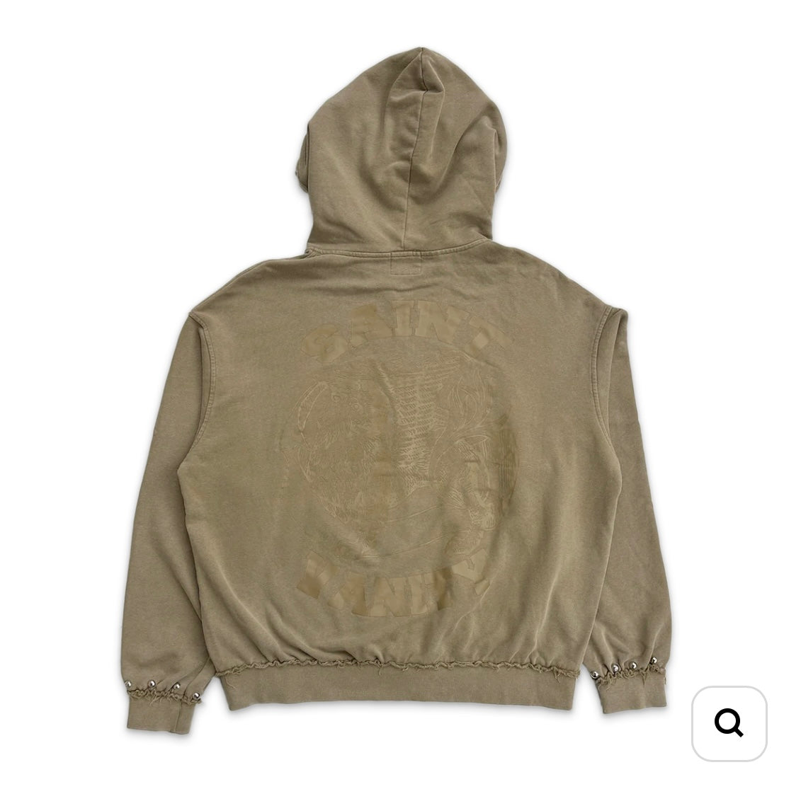 Saint Vanity French Terry Studded Zip-Up Tan