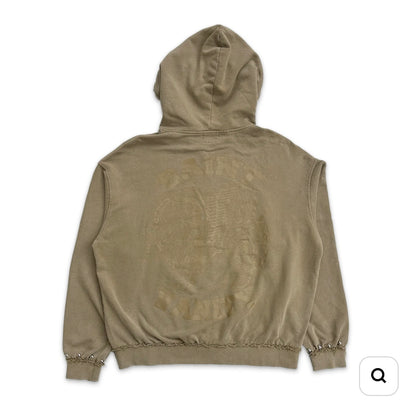 Saint Vanity French Terry Studded Zip-Up Tan