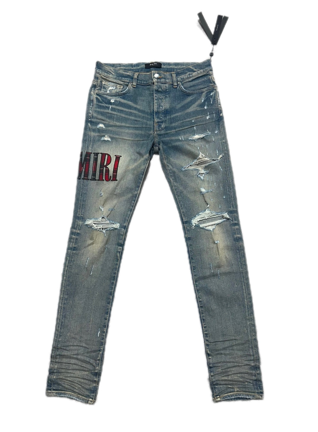Amiri Jeans Core Logo Red/Black Flannel Patch