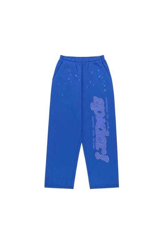 Sp5der Rhinestone Punk V2 Sweatpants Blue