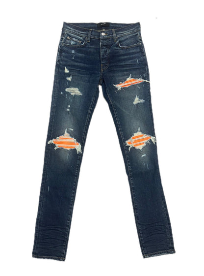 Amiri Jeans MX1 Dark Blue Orange Patch