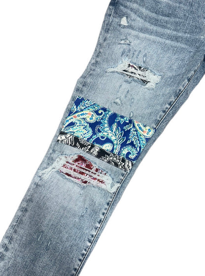 Amiri Jeans Blue Pajama Art Patch