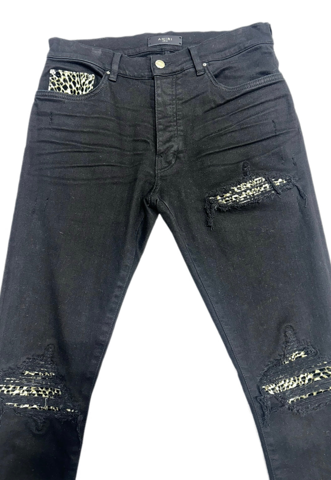 Amiri Jeans MX1 Black Leopard Patch
