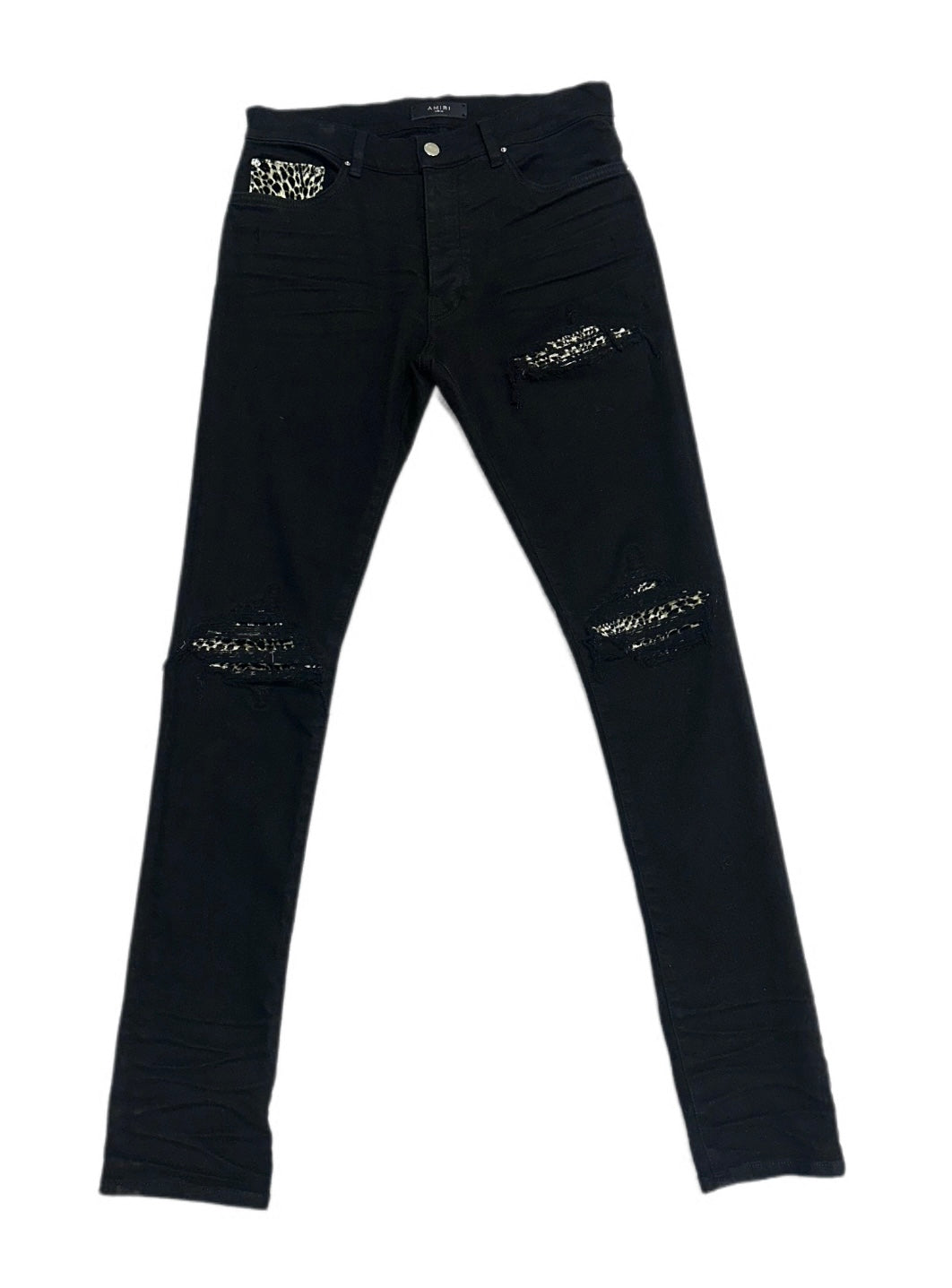 Amiri Jeans MX1 Black Leopard Patch