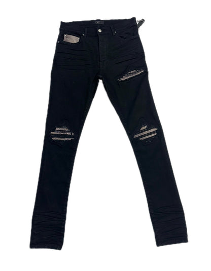 Amiri Jeans MX1 Black Snakeskin Patch