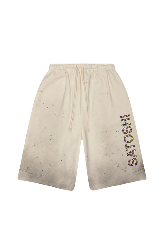 Satoshi Nakamoto Drifter Studded Shorts White