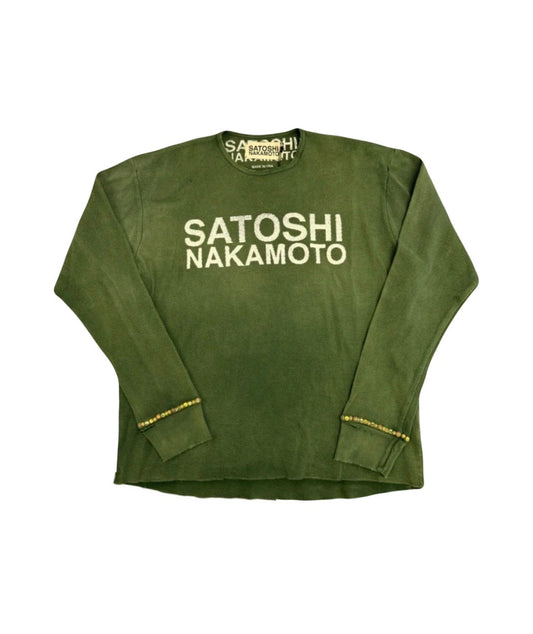 Satoshi Nakamoto Logo Thermal W/Studs Long Sleeve Green