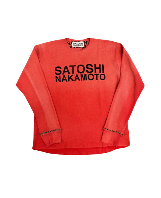 Satoshi Nakamoto Logo Thermal W/Studs Long Sleeve Red