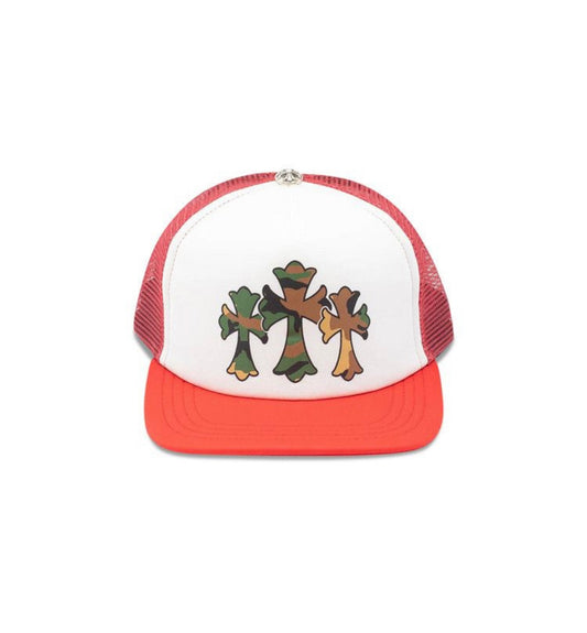 Chrome Hearts Triple Cross Trucker Hat Red/White