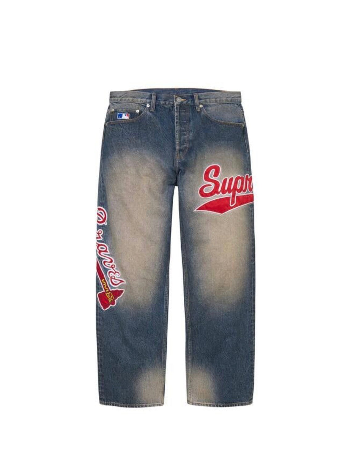 Supreme x Mitchell & Ness Atlanta Braves Jeans Washed Indigo