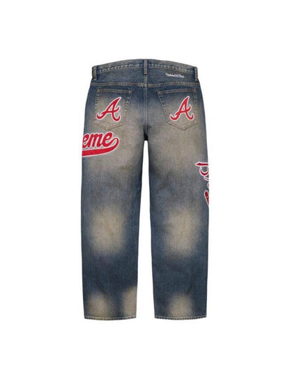 Supreme x Mitchell & Ness Atlanta Braves Jeans Washed Indigo
