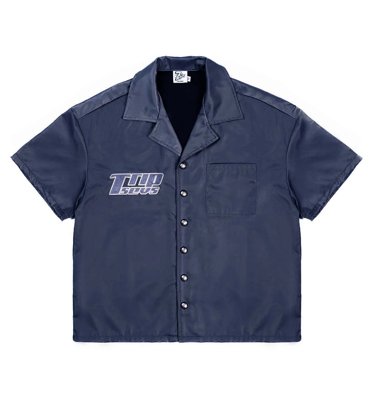 Triple Sevens Nylon Button Up Blue