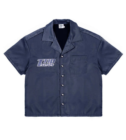 Triple Sevens Nylon Button Up Blue