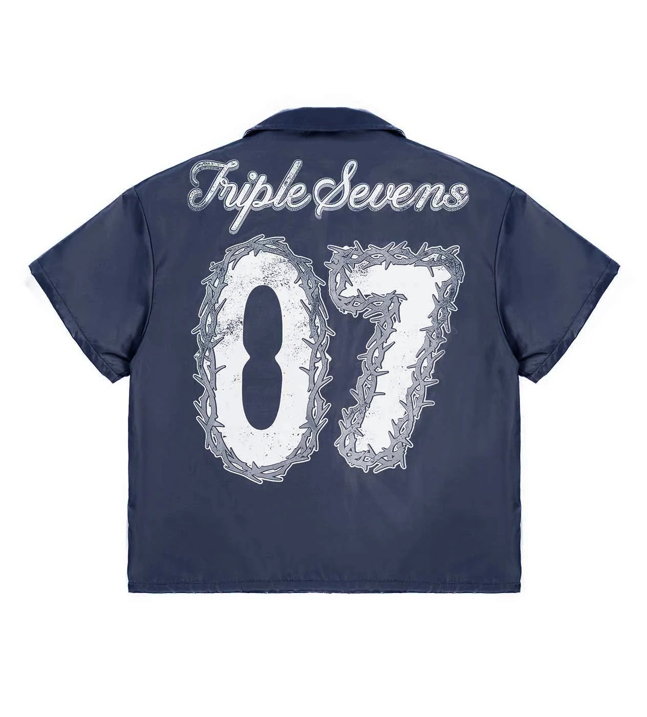Triple Sevens Nylon Button Up Blue