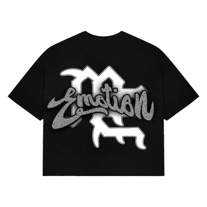 Mixed Emotion Angel Rhinestone T-Shirt Black