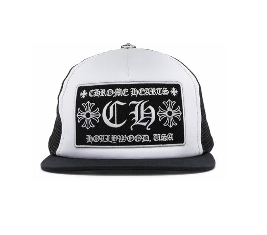 Chrome Hearts CH Hollywood Trucker Hat Black/White