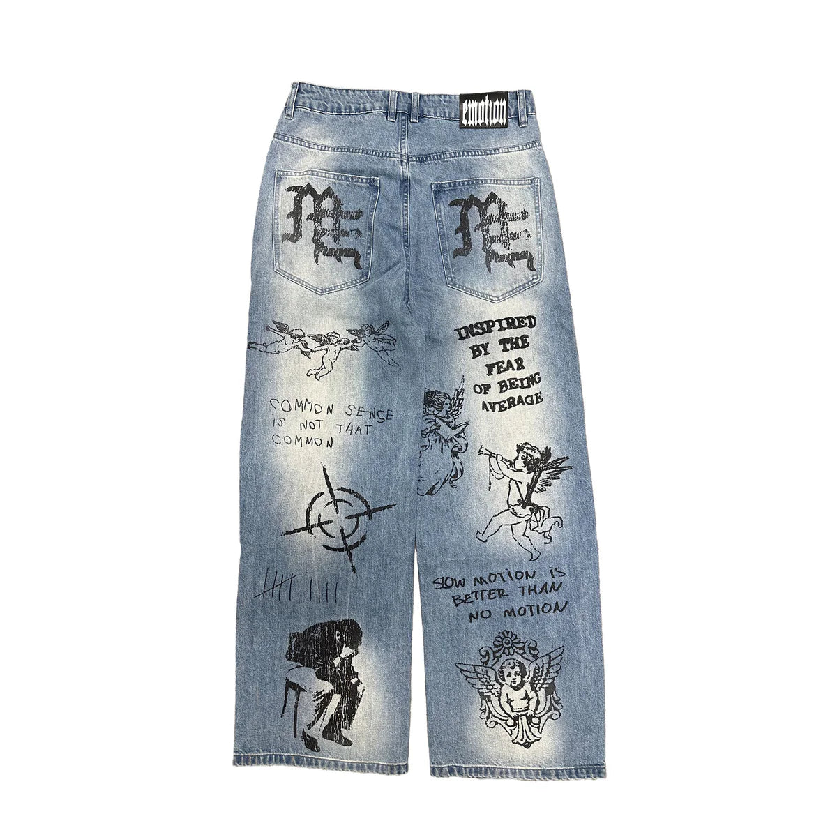 Mixed Emotion Canvas Jeans Blue