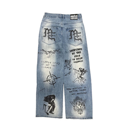 Mixed Emotion Canvas Jeans Blue