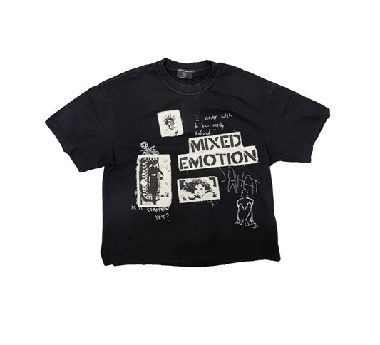Mixed Emotion Stamped T-Shirt Black