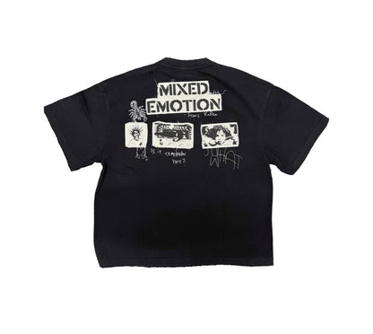 Mixed Emotion Stamped T-Shirt Black