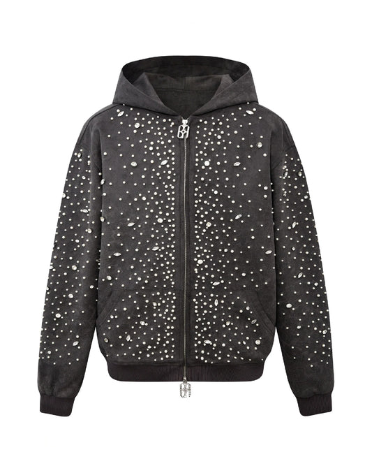Birth Of Royal Child Cashew Blossom Pearl Zip-Up Grey