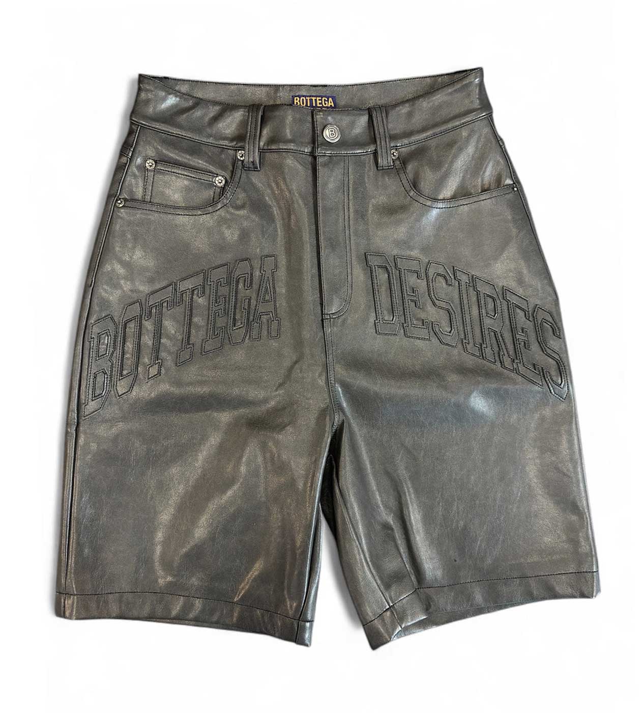 Bottega Desires Leather Shorts Grey