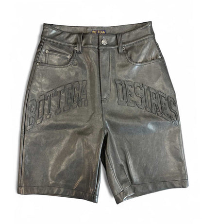Bottega Desires Leather Shorts Grey